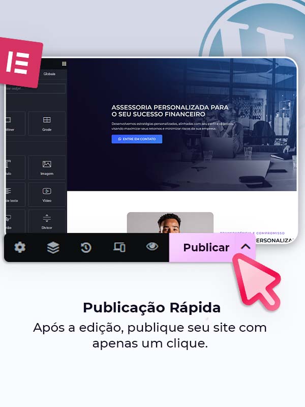 Etapa de instalação Templates Elementor - publique em minutos