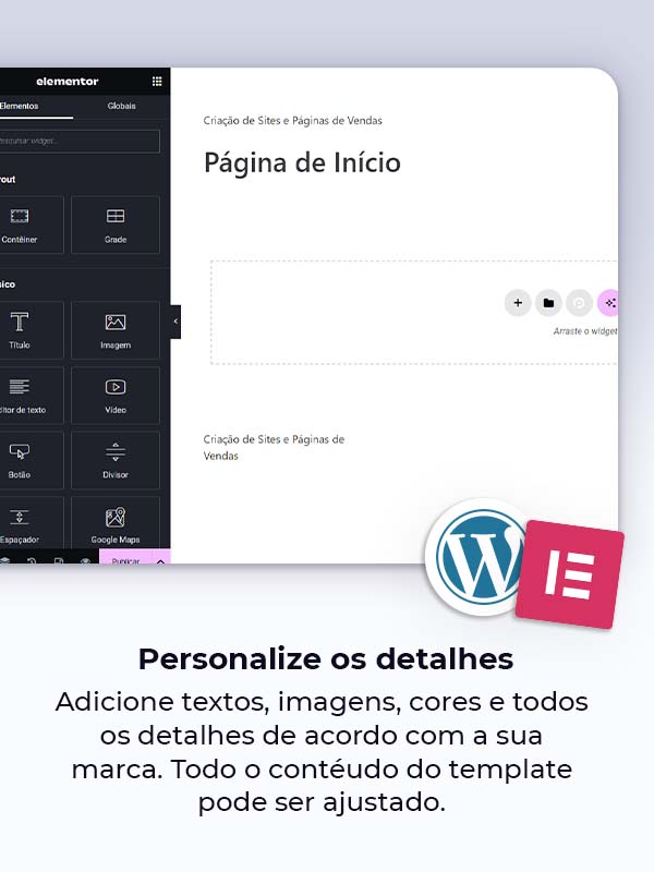 Etapa de instalação Templates Elementor